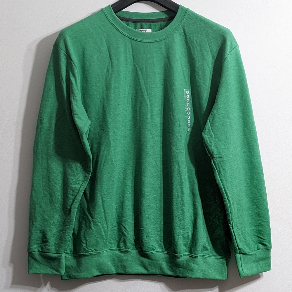 Anvil New Men's Green French Terry Crewneck Sweatshirt, Size XLarge